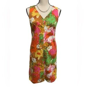 Like new Talbots petites yellow green orange sheath dress sz4P